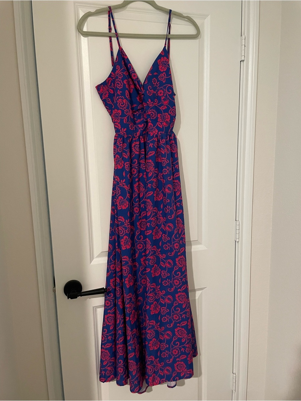 Cupshe Blue Maxi Dress with Pink Floral Print